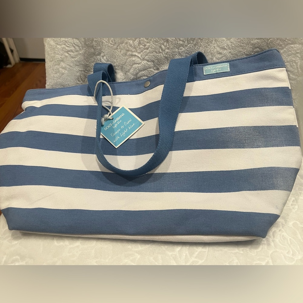 Dolce & Gabbana Navy and White Striped Tote - Picture 2 of 8
